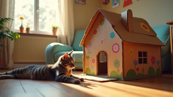 Offrez à votre chat une maison en carton personnalisable et ludique